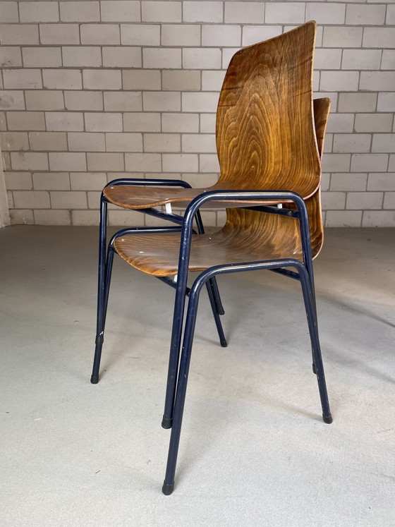 Image 1 of 7X Vintage Industrie Schule Stuhl