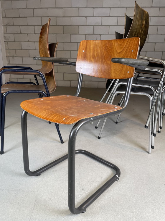 Image 1 of 7X Vintage Industrie Schule Stuhl