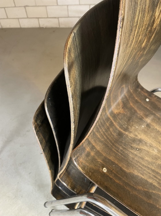Image 1 of 7X Vintage Industrie Schule Stuhl