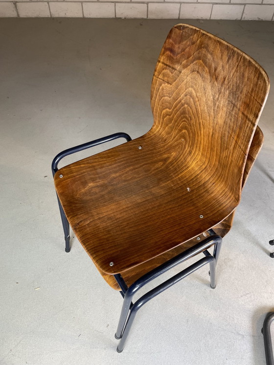 Image 1 of 7X Vintage Industrie Schule Stuhl