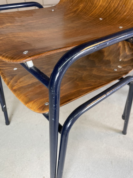 Image 1 of 7X Vintage Industrie Schule Stuhl