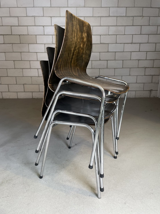 Image 1 of 7X Vintage Industrie Schule Stuhl