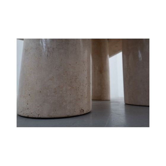 Image 1 of Travertin vintage Esstisch Il Colonnato von Mario Bellini für Cassina, 1970er Jahre