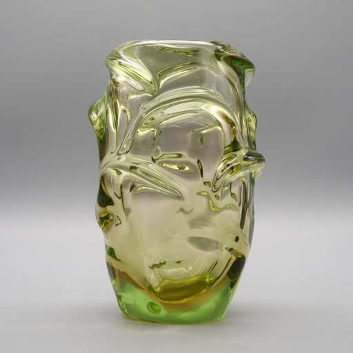 Jan Kotik Beránek Glashütte Kunstglas Ikonisches Design Vintage Vase Propeller Mcm