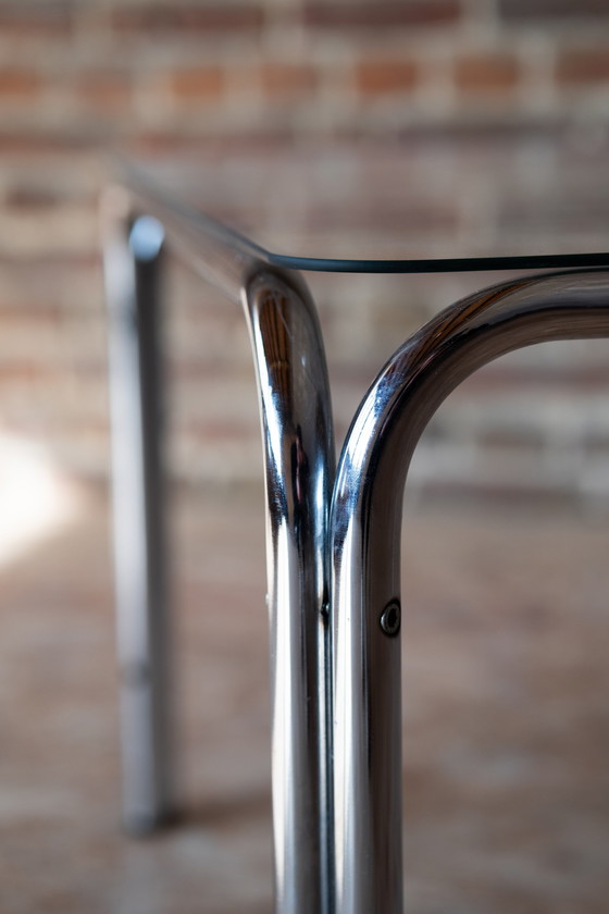 Image 1 of Chrom Couchtisch mit Glas