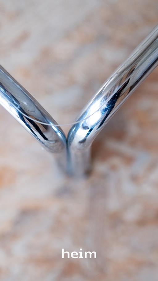 Chrom Couchtisch mit Glas