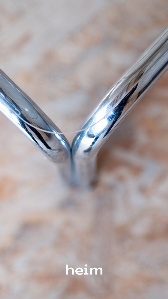 Image 1 of Chrom Couchtisch mit Glas