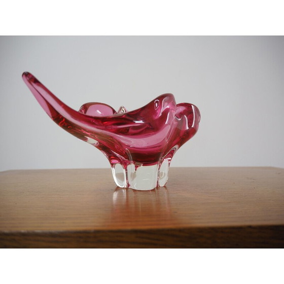 Image 1 of Rote Glasschale von Josef Hospodka, Tschechoslowakei 1960