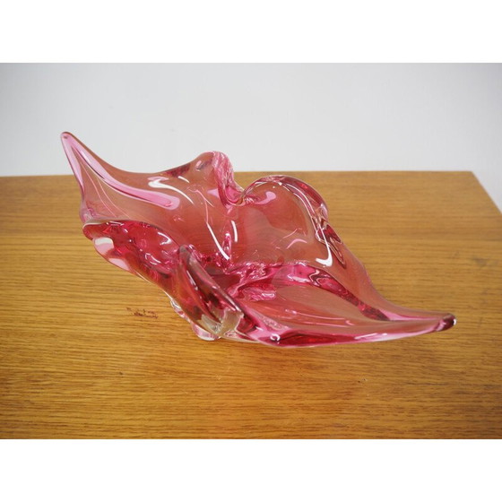 Image 1 of Rote Glasschale von Josef Hospodka, Tschechoslowakei 1960