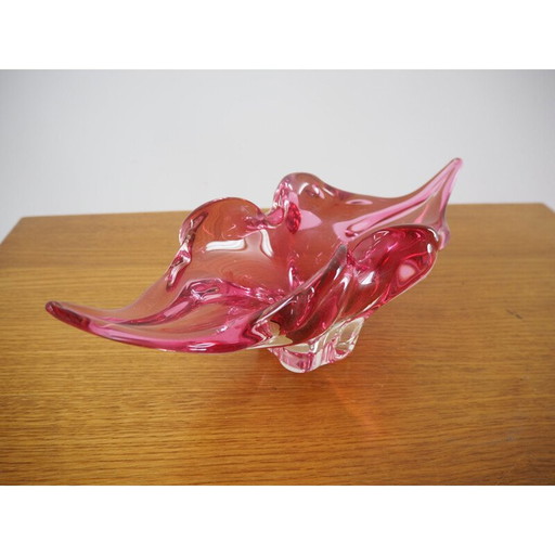 Rote Glasschale von Josef Hospodka, Tschechoslowakei 1960