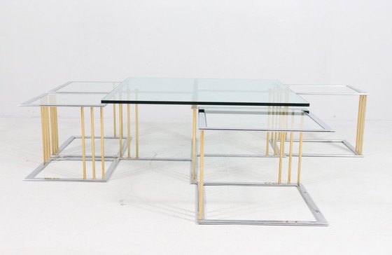 Image 1 of Coffee Table/ Tisch Mit Vier Satztischen Von Rolf Benz, Hollywood Regency, 1980Er Jahre