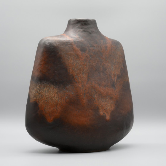 Image 1 of Seltene 70er Jahre Carstens Fett Lava Keramik Vase Christmann & Heukeroth H 30 cm WGP MCM