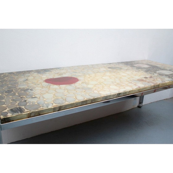 Image 1 of Verchromter Metall-Couchtisch mit Rollen, 1970