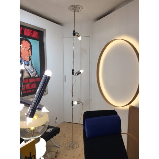 Image 1 of Vintage Stehleuchte mit 3 verstellbaren Leuchten und Spiralsockel, Italien 1960