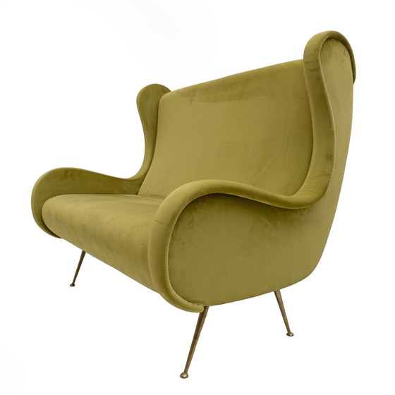 Image 1 of Mid Century Modernes Samtsofa Senior, Italien, 1950er Jahre