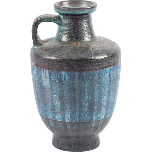 Klassische Tischvase Modell 7192 blau für Karlsruher Majolika, 1960