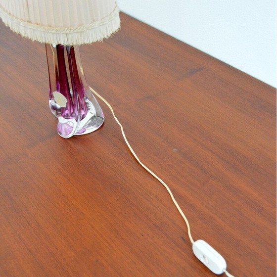 Image 1 of Mid Century Val St-Lambert Kristalltischlampe, Belgien 1960