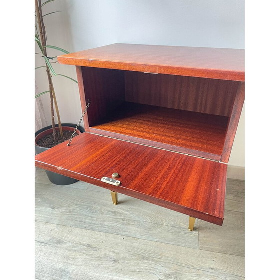 Image 1 of Vintage Nachttisch aus Holz und Messing, 1950