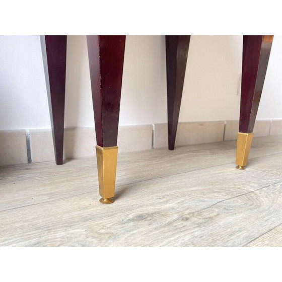 Image 1 of Vintage Nachttisch aus Holz und Messing, 1950