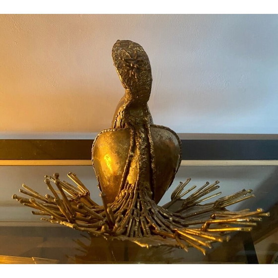 Image 1 of Vintage-Pfau aus vergoldetem Messing