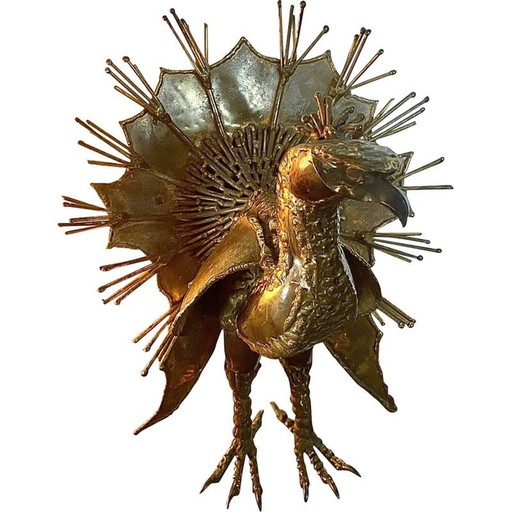 Vintage-Pfau aus vergoldetem Messing