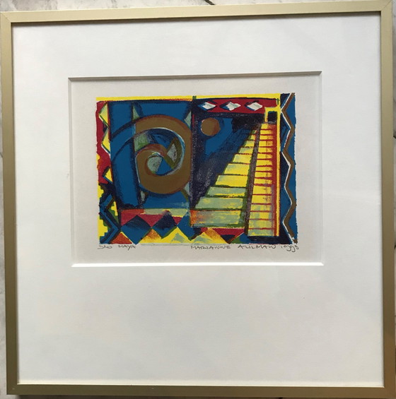 Image 1 of Marianne Aulman, nummerierter Siebdruck (9/40) von 1993, gerahmt mit Passepartout