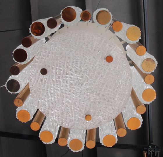 Image 1 of Kaiser Leuchten Runder Kristall-Eisglas-Kronleuchter, Vintage, 1960er Jahre