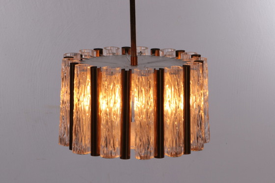 Image 1 of Kaiser Leuchten Runder Kristall-Eisglas-Kronleuchter, Vintage, 1960er Jahre