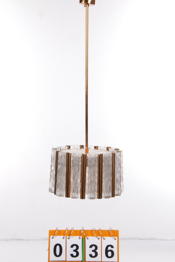 Image 1 of Kaiser Leuchten Runder Kristall-Eisglas-Kronleuchter, Vintage, 1960er Jahre