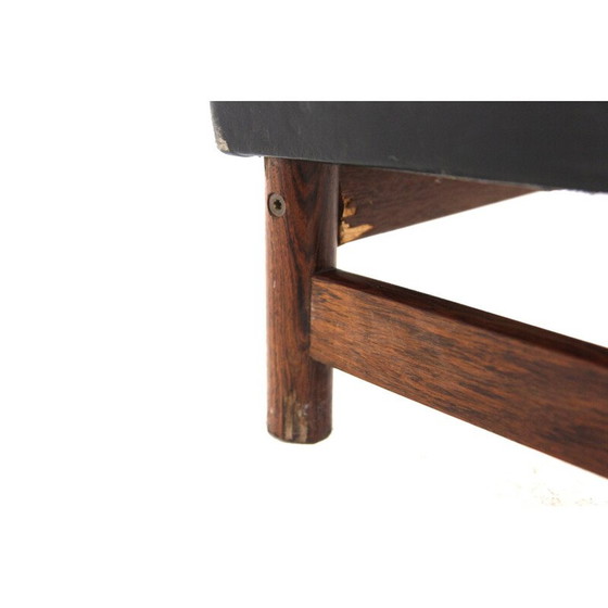 Image 1 of Skandinavisches Vintage-Sofa aus Leder und Palisanderholz, Schweden 1950