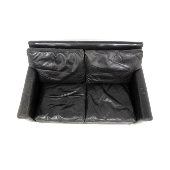 Image 1 of Skandinavisches Vintage-Sofa aus Leder und Palisanderholz, Schweden 1950
