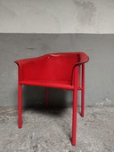 Roter Leder-Sessel Memphis Style 80'