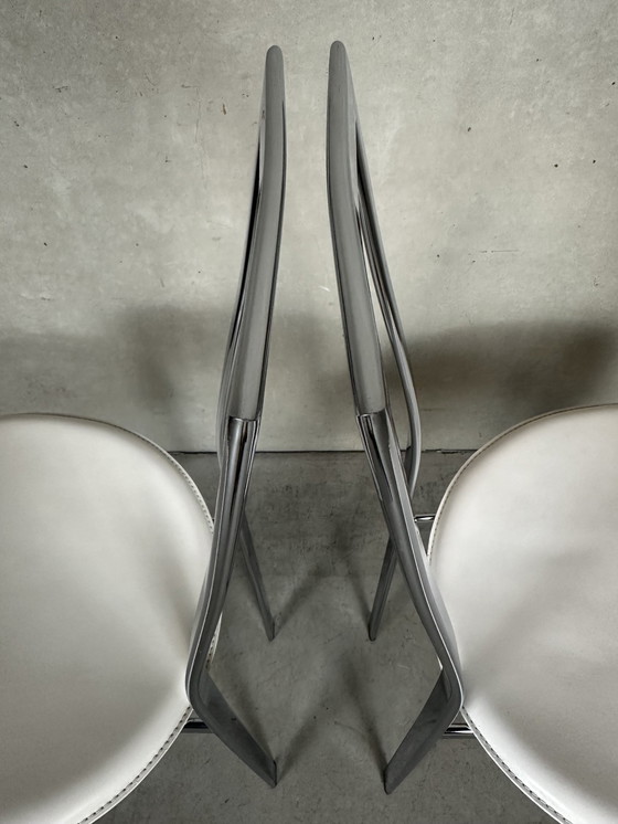 Image 1 of 6X Cattelan Italia Esszimmerstuhl - Leder und Chrom