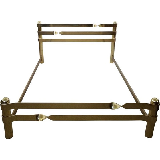 Image 1 of Vintage Doppelbett aus vermessingtem Metall, 1970er Jahre