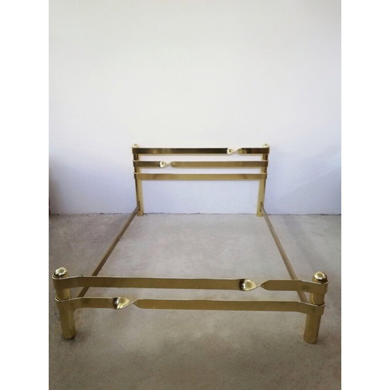 Image 1 of Vintage Doppelbett aus vermessingtem Metall, 1970er Jahre