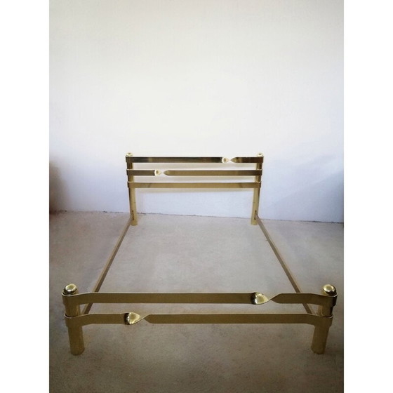 Image 1 of Vintage Doppelbett aus vermessingtem Metall, 1970er Jahre