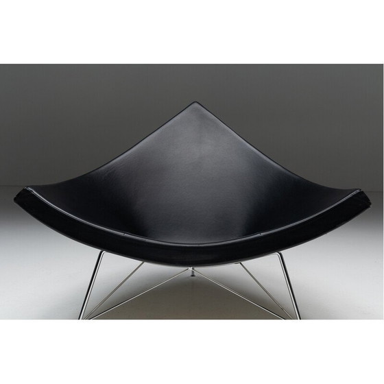 Image 1 of Vintage Coconut Sessel aus Leder und verchromtem Stahl von George Nelson für Vitra, 1955