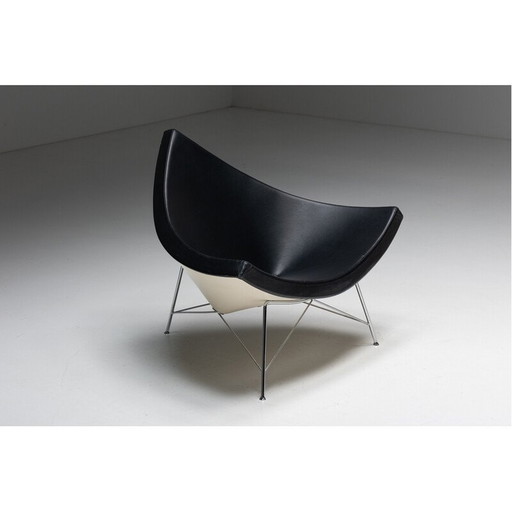 Vintage Coconut Sessel aus Leder und verchromtem Stahl von George Nelson für Vitra, 1955