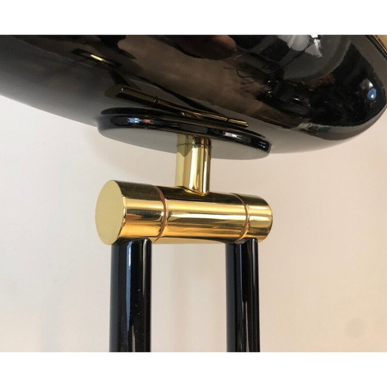 Image 1 of Vintage Stehlampe aus schwarz lackiertem Metall und Messing, 1970