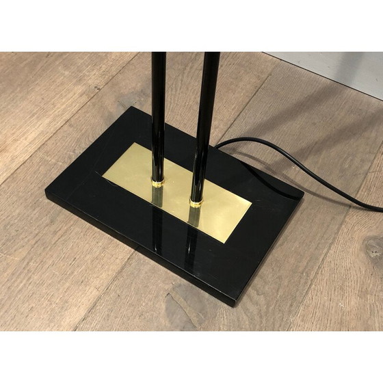 Image 1 of Vintage Stehlampe aus schwarz lackiertem Metall und Messing, 1970