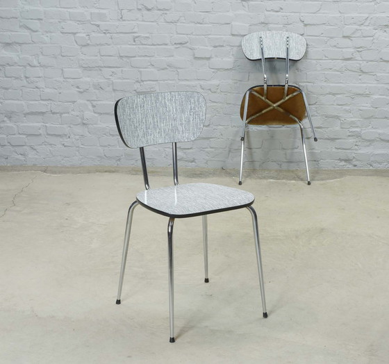 Image 1 of Satz von zwei Zebra-Küchenstühlen im schwarz-weißen Vintage-Design von Brabantia, Niederlande, 1960er Jahre. Ref. CH220-2