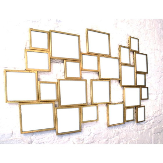 Image 1 of Vintage-Spiegel aus vergoldetem Metall, Frankreich 1950