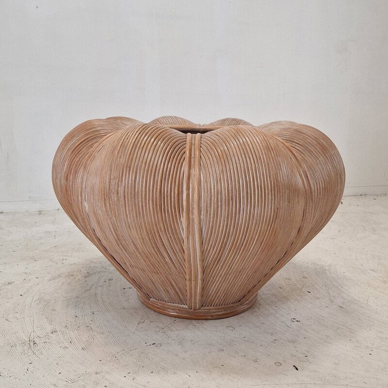 Image 1 of Vintage Blumentopf aus Bambus und Rattan, Frankreich 1970