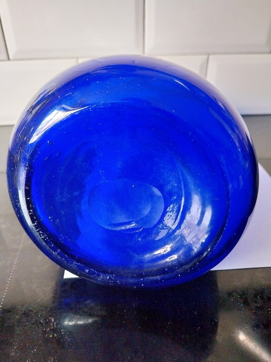 Image 1 of 1 X Mundgeblasene mundgeformte blaue Murano-Vase 35 cm hoch