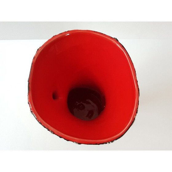 Image 1 of Schwarze und weiße Keramikvase, Frankreich 1950