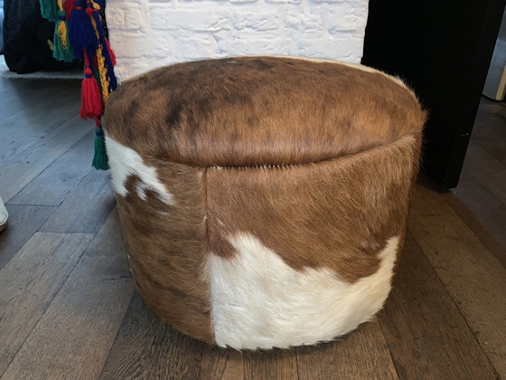 Image 1 of Vintage Ottomane aus Rindsleder