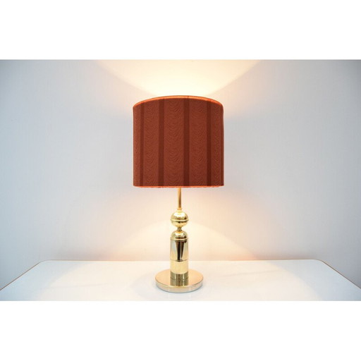 Vintage-Tischlampe aus Stoff und Messing von Kamenicky Senov, Tschechoslowakei 1960