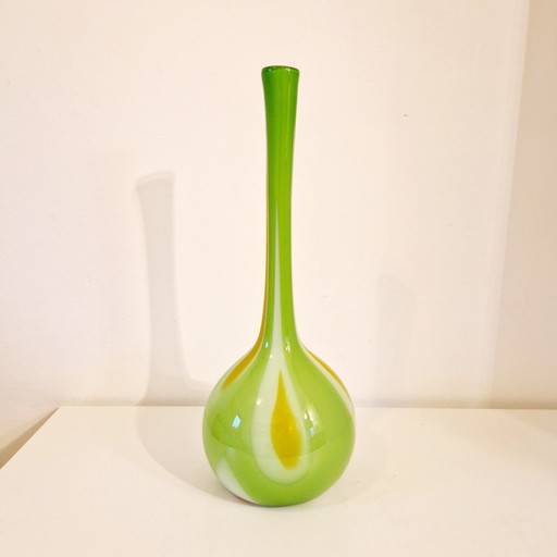 1970er Vintage-Glasflaschenvase