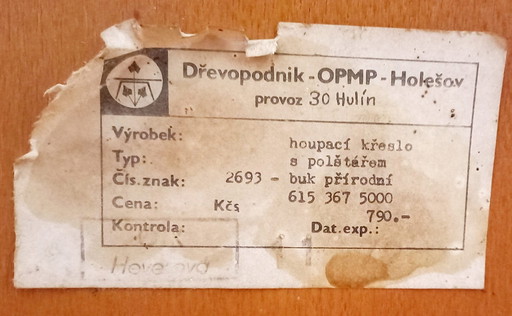 Schaukelstuhl Holesov, Tschechoslowakei 60er Jahre, Vintage, Retro