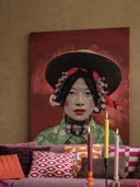 Tibetanisches Mädchen auf Stoff Wandteppich Gemälde XXL